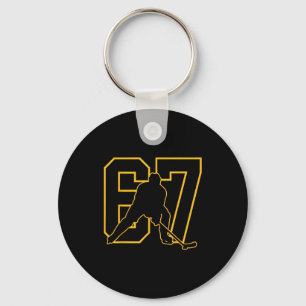 67 Brainrot Youth Ice Hockey Drip - Funny Kids 67  Keychain