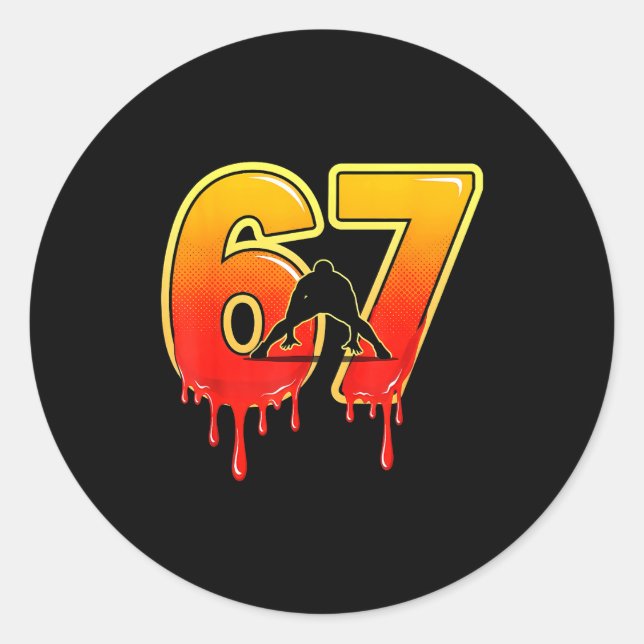 67 Brainrot Youth Wrestling Drip - Funny Kids 67  Classic Round Sticker (Front)