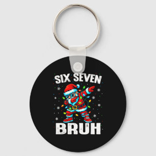 67 Bruh Christmas Six Seven Meme Dab Santa Keychain