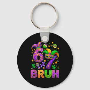 67 Bruh Mardi Gras Jester Mask New Orleans Keychain
