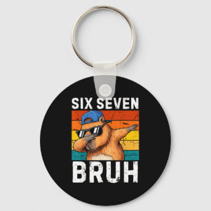 67 Bruh Meme Funny 6 7 Capybara For Boys Kids Six  Keychain
