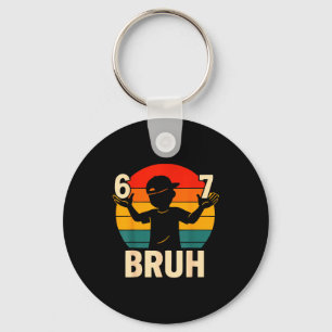 67 Bruh Retro Boy 6 7 Meme Kids Kindergarten Teen  Keychain
