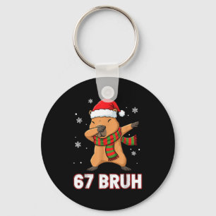 67 Bruh Six Seven Meme Capybara Christmas Kids Boy Keychain