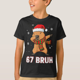 67 Bruh Six Seven Meme Capybara Christmas Kids Boy T-Shirt