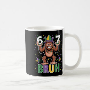 67 Bruh Six Seven Meme Mardi Gras Bigfoot Sasquatc Coffee Mug