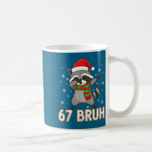 67 Bruh Six Seven Meme Raccoon Christmas Kids Boys Coffee Mug