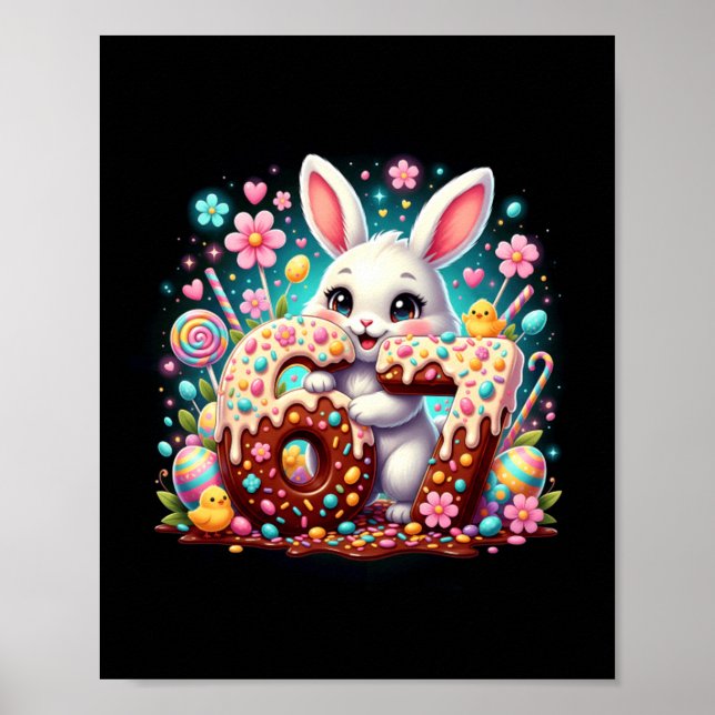 67 Bunny Six Seven 6 7 Easter Day Kids Poster (Front)