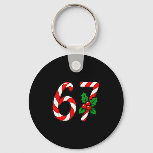 67 Candy Canes Funny Christmas Humor Meme Design Keychain
