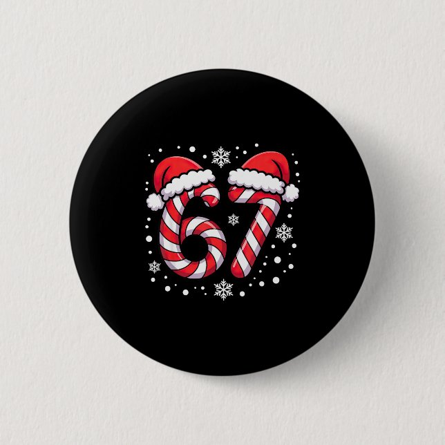 67 Candy Canes Santa  2 Inch Round Button (Front)