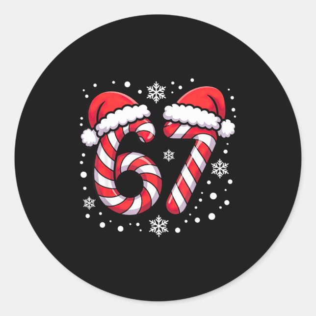 67 Candy Canes Santa  Classic Round Sticker (Front)