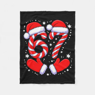 67 Candy Canes Santa Fleece Blanket