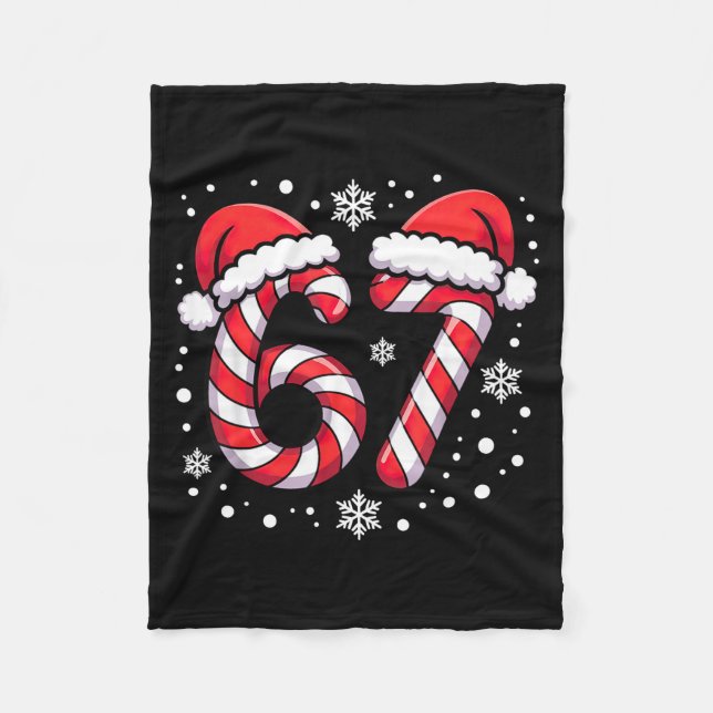 67 Candy Canes Santa  Fleece Blanket (Front)