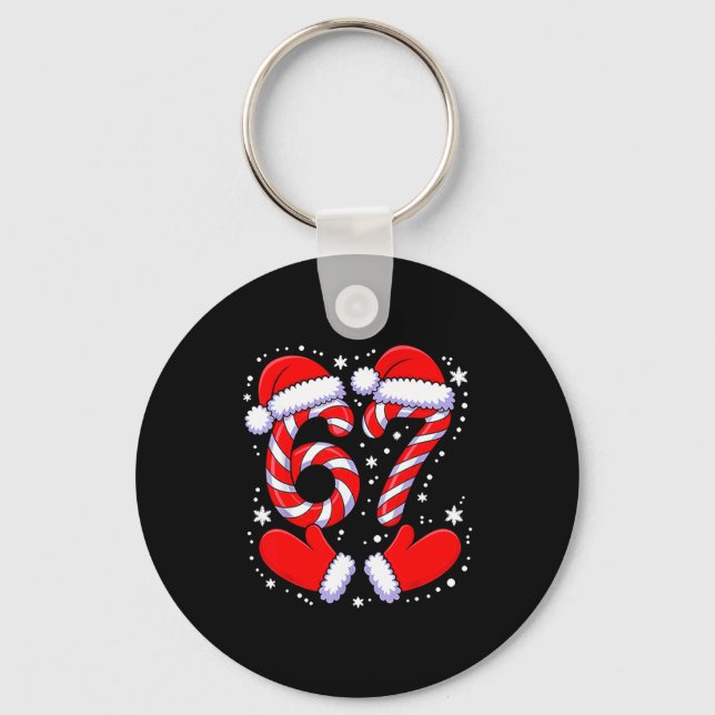 67 Candy Canes Santa  Keychain (Front)