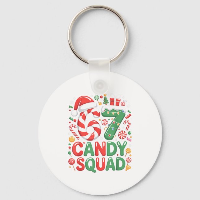 67 Candy Squad Christmas Brainrot Funny Xmas Light Keychain (Front)