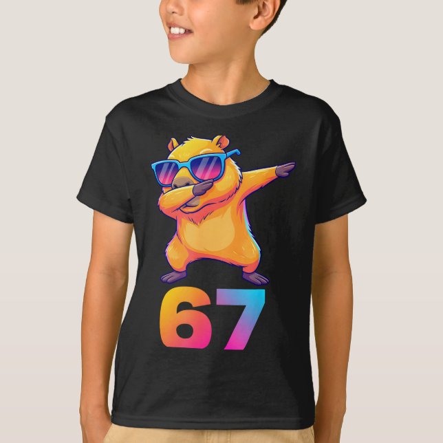 67 Capybara Six Seven Meme Animal Cool Capybara Da T-Shirt (Front)