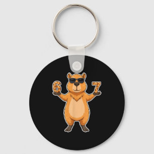 67 Capybara Sungles Gen Alpha Slang Funny Six Seve Keychain