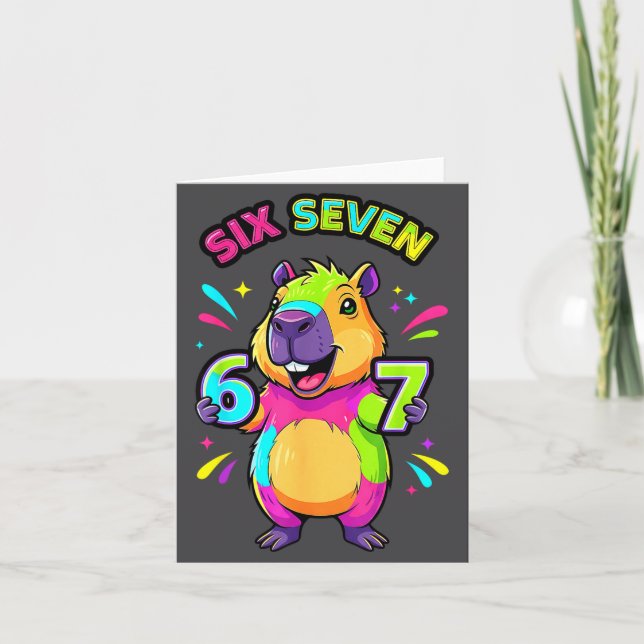 67 Cartoon Capybara Seven Six Gift Card (Front)