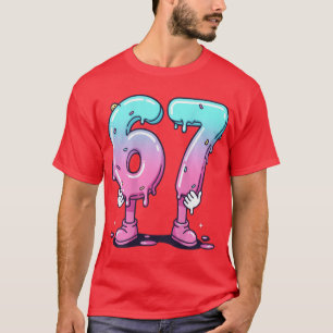 67 Cartoon Number Poster For Birthday Celebration T-Shirt