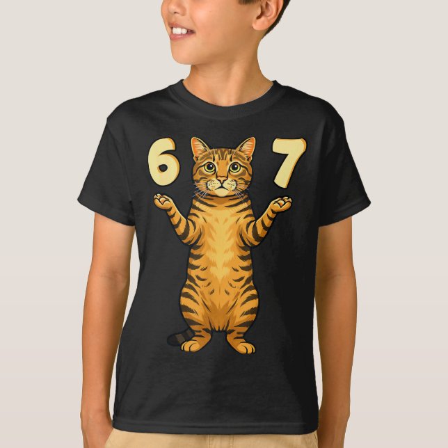 67 Cat Meme Funny Gen Alpha Slang Humor For Teens  T-Shirt (Front)