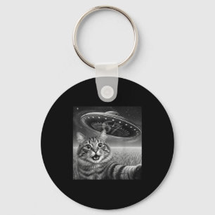 67 Cat Selfie With Alien Ufos Funny Cat Six Seven  Keychain
