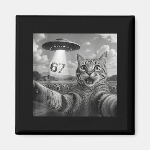 67 Cat Selfie With Alien Ufos Funny Cat Six Seven  Magnet