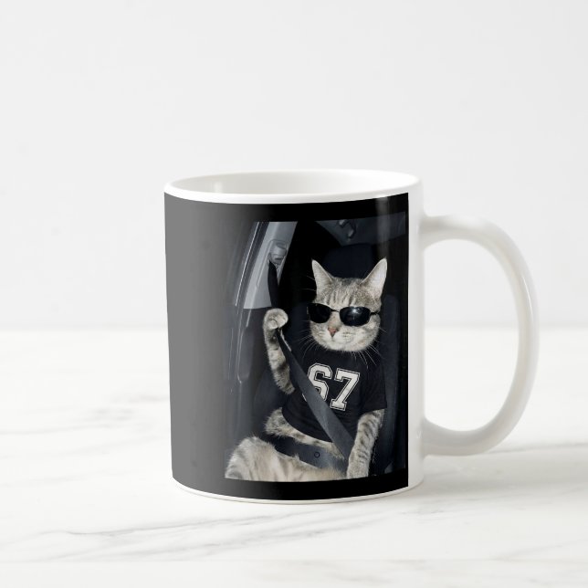 67 Cat Wearing Sungles Gen Alpha Funny Six Seven 6 Coffee Mug (Right)