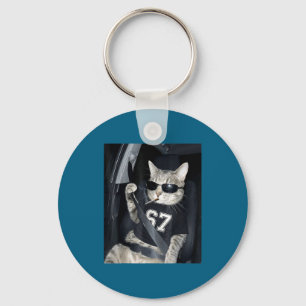 67 Cat Wearing Sungles Gen Alpha Smoking Cat  Keychain