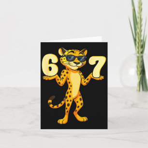 67 Cheetah Meme Six Seven Hands Motion Kids Teens  Card