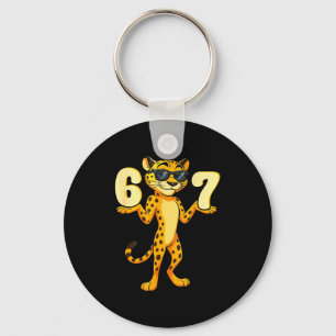 67 Cheetah Meme Six Seven Hands Motion Kids Teens  Keychain