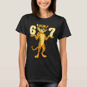 67 Cheetah Meme Six Seven Hands Motion Kids Teens  T-Shirt