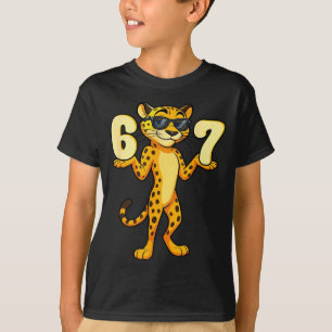 67 Cheetah Meme Six Seven Hands Motion Kids Teens T-Shirt