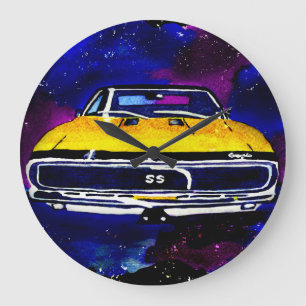 "67 Chevy Camaro SS" Watercolor Art Clock Square