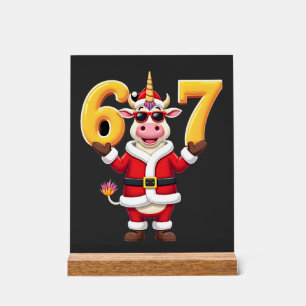 67 Christmaas Unicorn 6 7 Meme for Girls Kids Funn Acrylic Sign