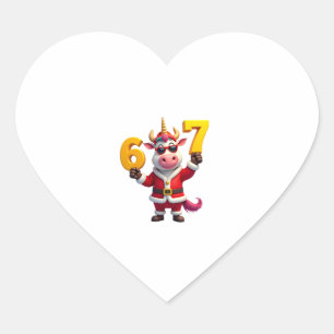 67 Christmaas Unicorn 6 7 Meme for Girls Kids Funn Heart Sticker