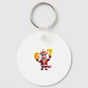 67 Christmaas Unicorn 6 7 Meme for Girls Kids Funn Keychain