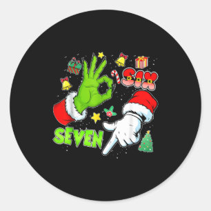 67 Christmas 6 7 Meme Elf Santa Pajamas Gen Alpha  Classic Round Sticker