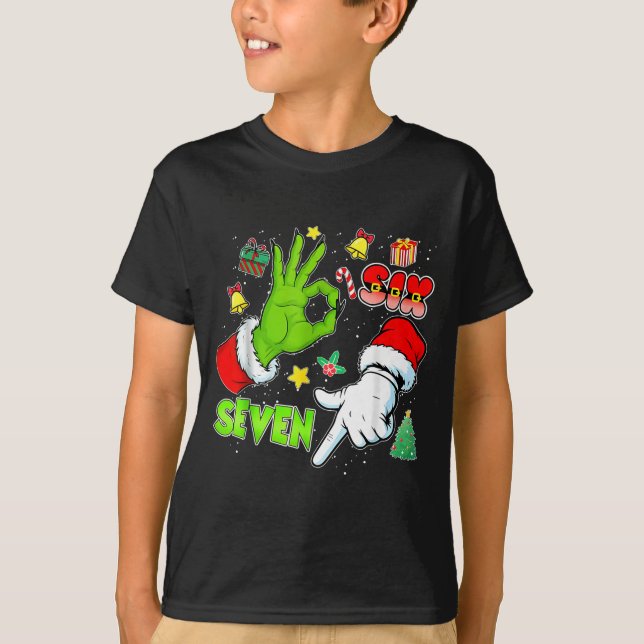 67 Christmas 6 7 Meme Elf Santa Pajamas Gen Alpha  T-Shirt (Front)