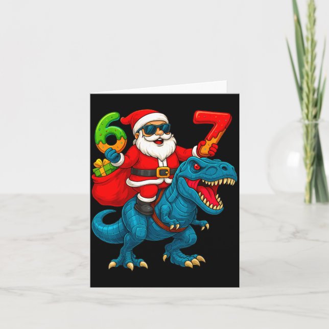 67 Christmas 6 7 Meme Funny Santa Six Seven Xmas B Card (Front)