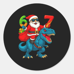 67 Christmas 6 7 Meme Funny Santa Six Seven Xmas B Classic Round Sticker