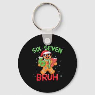 67 Christmas 6 7 Meme Gingerbread Man  Keychain
