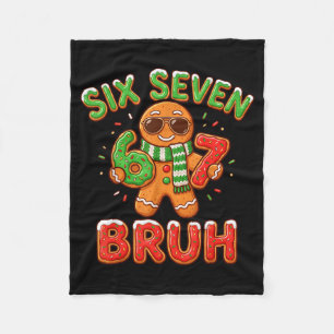 67 Christmas 6 7 Meme Gingerbread Man Xmas Pajamas Fleece Blanket
