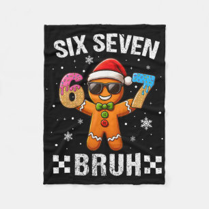 67 Christmas 6 7 Meme Gingerbread Man Xmas Pajamas Fleece Blanket
