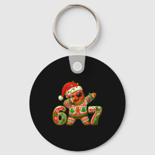 67 Christmas 6 7 Meme Gingerbread Man Xmas Pajamas Keychain