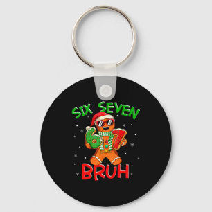67 Christmas 6 7 Meme Gingerbread Man Xmas Pajamas Keychain