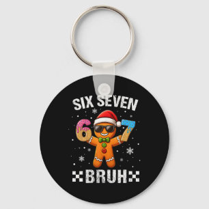 67 Christmas 6 7 Meme Gingerbread Man Xmas Pajamas Keychain