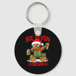 67 Christmas 6 7 Meme Gingerbread Man Xmas Pajamas Keychain