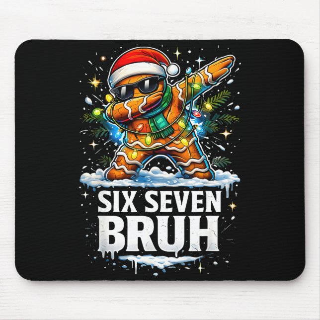 67 Christmas 6 7 Meme Gingerbread Man Xmas Pajamas Mouse Pad (Front)
