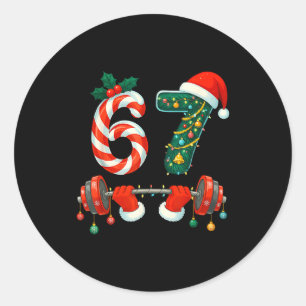 67 Christmas 6 7 Meme Gym Workout Fitness Men Wome Classic Round Sticker