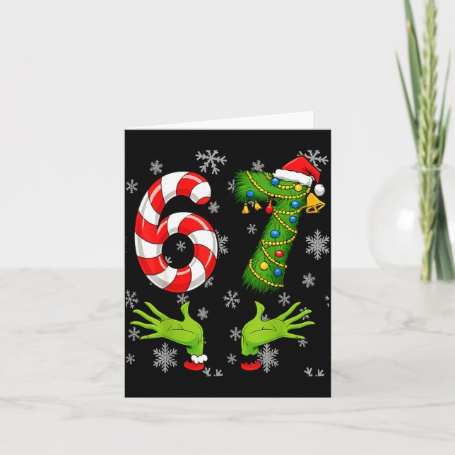 67 Christmas 6 7 Meme Pajamas 67 Bruh Slang  Card (Front)