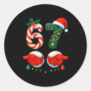 67 Christmas 6 7 Meme Pajamas Holiday Gen Alpha Sl Classic Round Sticker